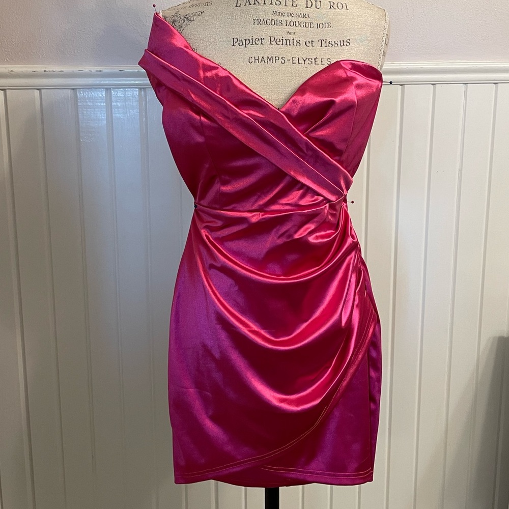 Hazel & Olive Pink Satin Dress